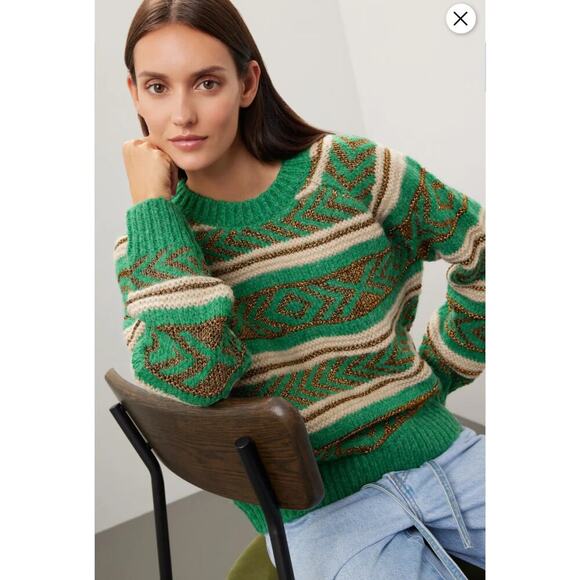 B20 Scotch & Soda Sweater Metallic Fair Isle Womens Small Folklore Swiftie Cozy - Picture 1 of 8